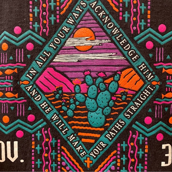 Christian cross shirt proverbs 3:6 black vintage large - Picture 3 of 6